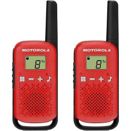 Motorola T110 Talkabout Radios Bidireccionales (Paquete Doble), Rojo