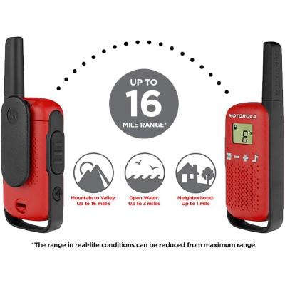 Motorola T110 Talkabout Radios Bidireccionales (Paquete Doble), Rojo - Imagen 4